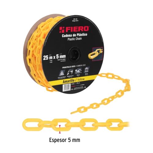 CADENA DE PLASTICO 5MM 3/16" AMARILLA FIERO (25MT)