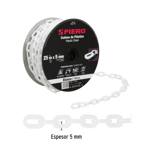 CADENA DE PLASTICO 5MM BLANCA FIERO
