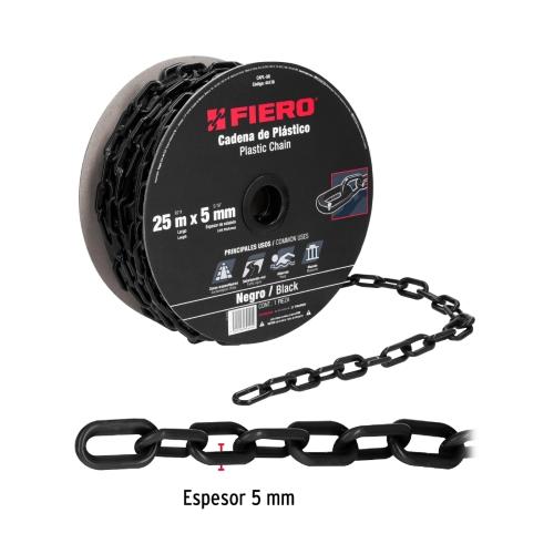 CADENA DE PLASTICO 5MM 3/16" NEGRO FIERO (25MT)