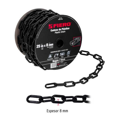 CADENA DE PLASTICO 8MM 5/16" NEGRO FIERO (25MT)