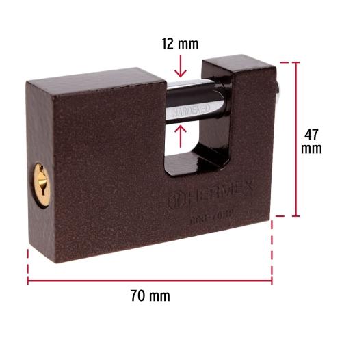 CANDADO ANTIPALANCA 70 MM CUERPO DE HIERRO HERMEX BASIC