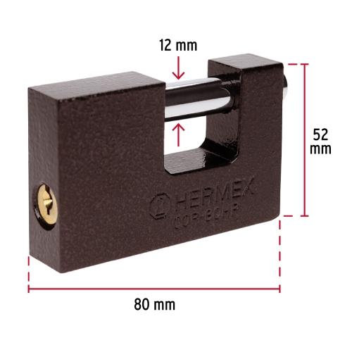 CANDADO ANTIPALANCA 80 MM CUERPO DE HIERRO HERMEX BASIC