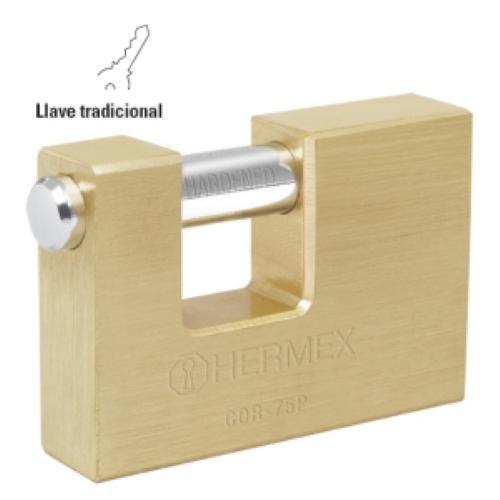 CANDADO ANTIPALANCA 75 MM CUERPO DE LATON HERMEX BASIC