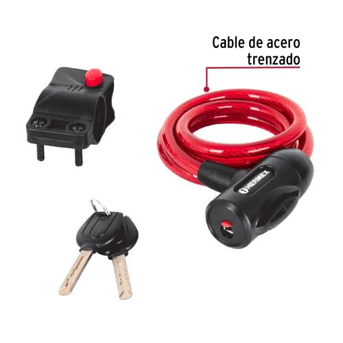 CANDADO DE CABLE CON LLAVE 10 MM X 1.0 M HERMEX