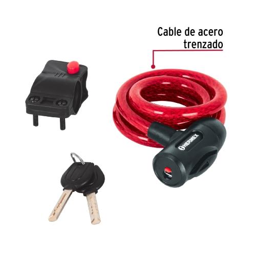 CANDADO DE CABLE CON LLAVE 12 MM X 1.0 M HERMEX