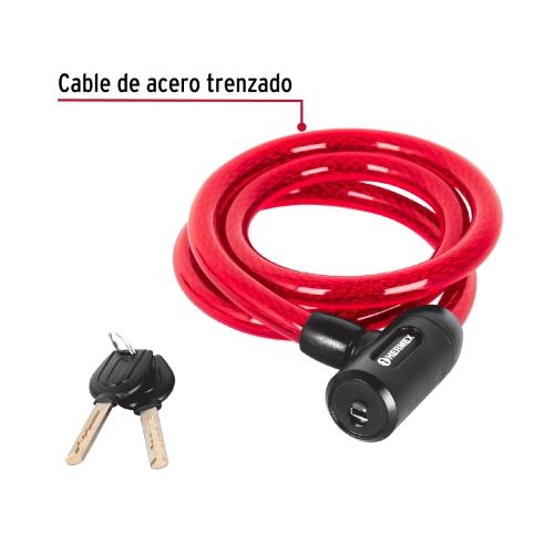 CANDADO DE CABLE CON LLAVE 15MM X 1.20 M HERMEX