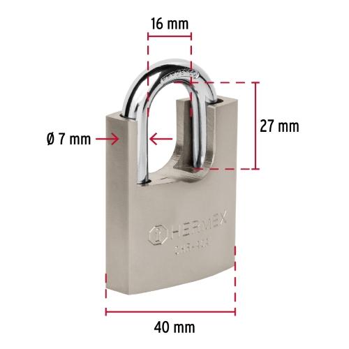 CANDADO DE HIERRO DE 40 mm CON CORAZA LLAVE DE DISCO HERMEX