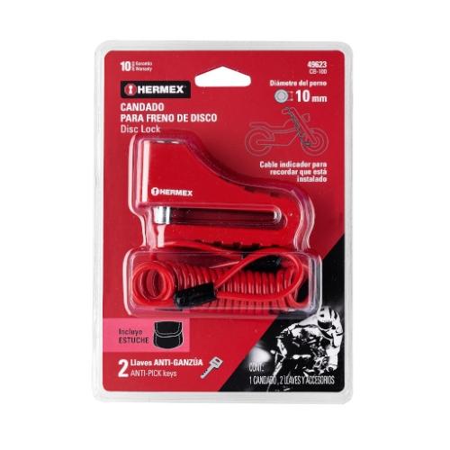 CANDADO FRENO DE DISCO MOTOCICLETA DE 10 mm LLAVE DE DISCO HERMEX