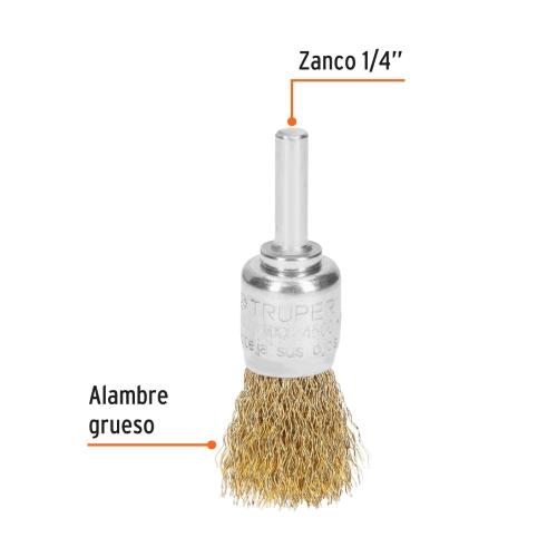 CARDA TIPO BROCHA 3/4" ALAMBRE GRUESO PARA TALADRO TRUPER
