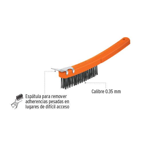 CEPILLO DE ALAMBRE 51 (3 X 17) PINCELES ACERO AL CARBONO CON ESPATULA
