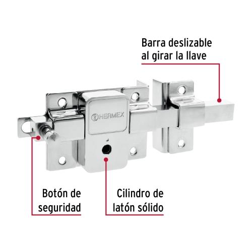 CERRADURA DE BARRA FIJA LLAVE TETRA DERECHA HERMEX