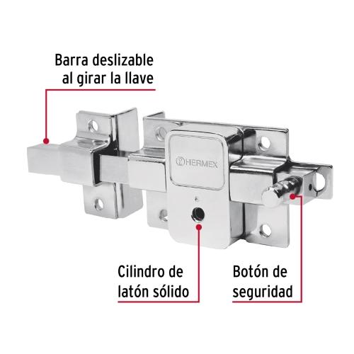 CERRADURA DE BARRA FIJA LLAVE TETRA IZQUIERDA HERMEX