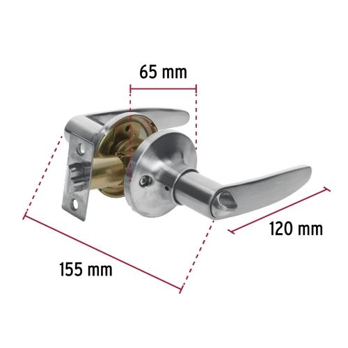 CERRADURA MANIJA "TURIN" PARA RECAMARA CROMO MATE CIL LATON HERMEX