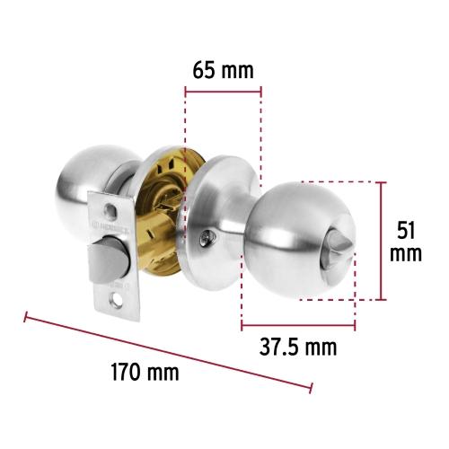 CERRADURA TIPO ESFERA TUBULAR CROMO PARA  BAÑO  BASIC HERMEX