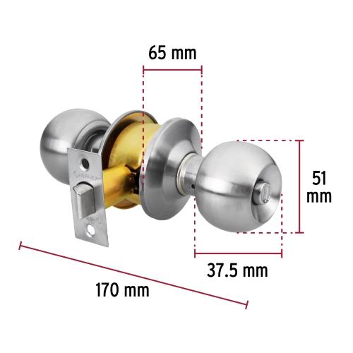 CERRADURA TIPO ESFERA CILINDRICO BAÑO CROMO HERMEX BASIC