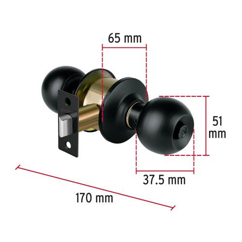 CERRADURA POMO BAÑO NEGRO HERMEX