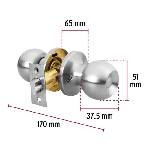 CERRADURA TIPO ESFERA TUBULAR CROMO PARA  ENTRADA BASIC HERMEX
