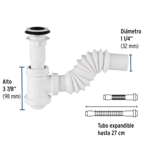 CESPOL FLEXIBLE PARA LAVABO11/4PVC CON TRAMPA FOSET