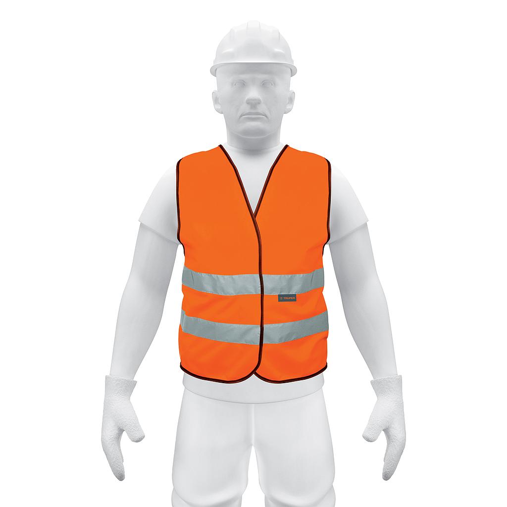 CHALECO DE SEGURIDAD NARANJA CON CINTAS DE ALTA VISIBILIDAD