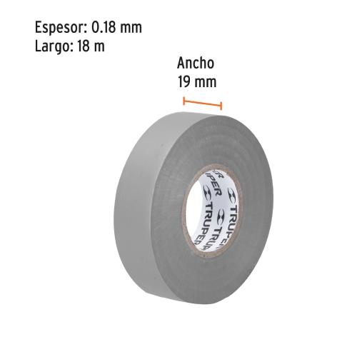 CINTA DE AISLAR DE 18 m X 19 mm GRIS TRUPER