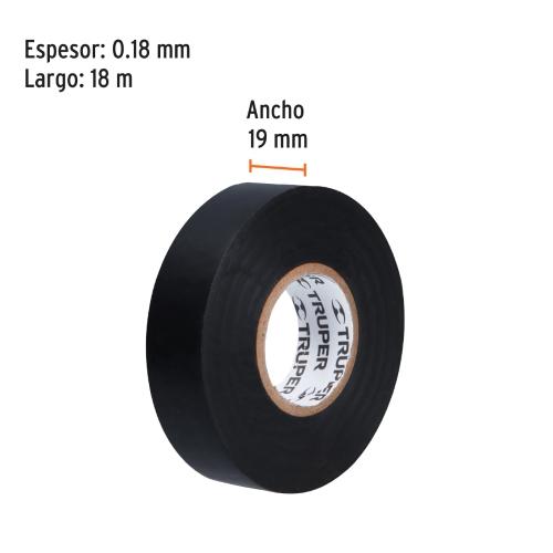 CINTA DE AISLAR DE 18 m X 19 mm NEGRA TRUPER