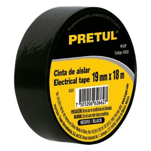 CINTA DE AISLAR DE 18 M X 19 mm  NEGRA  PRETUL
