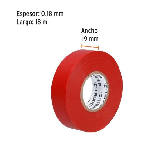 CINTA DE AISLAR DE 18 m X 19 mm ROJA TRUPER