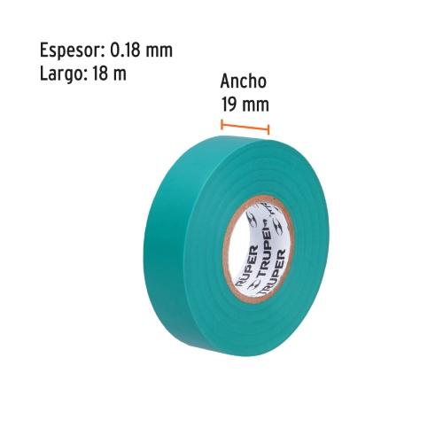 CINTA DE AISLAR DE 18 m X 19 mm VERDE TRUPER