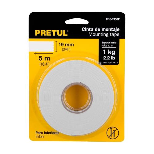 CINTA DOBLE CARA DE 19 mm X 5 m  PRETUL