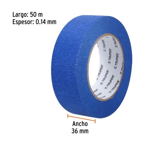 CINTA MASKING TAPE AZUL DE 1-1/2" X 50 m PARA PINTOR TRUPER