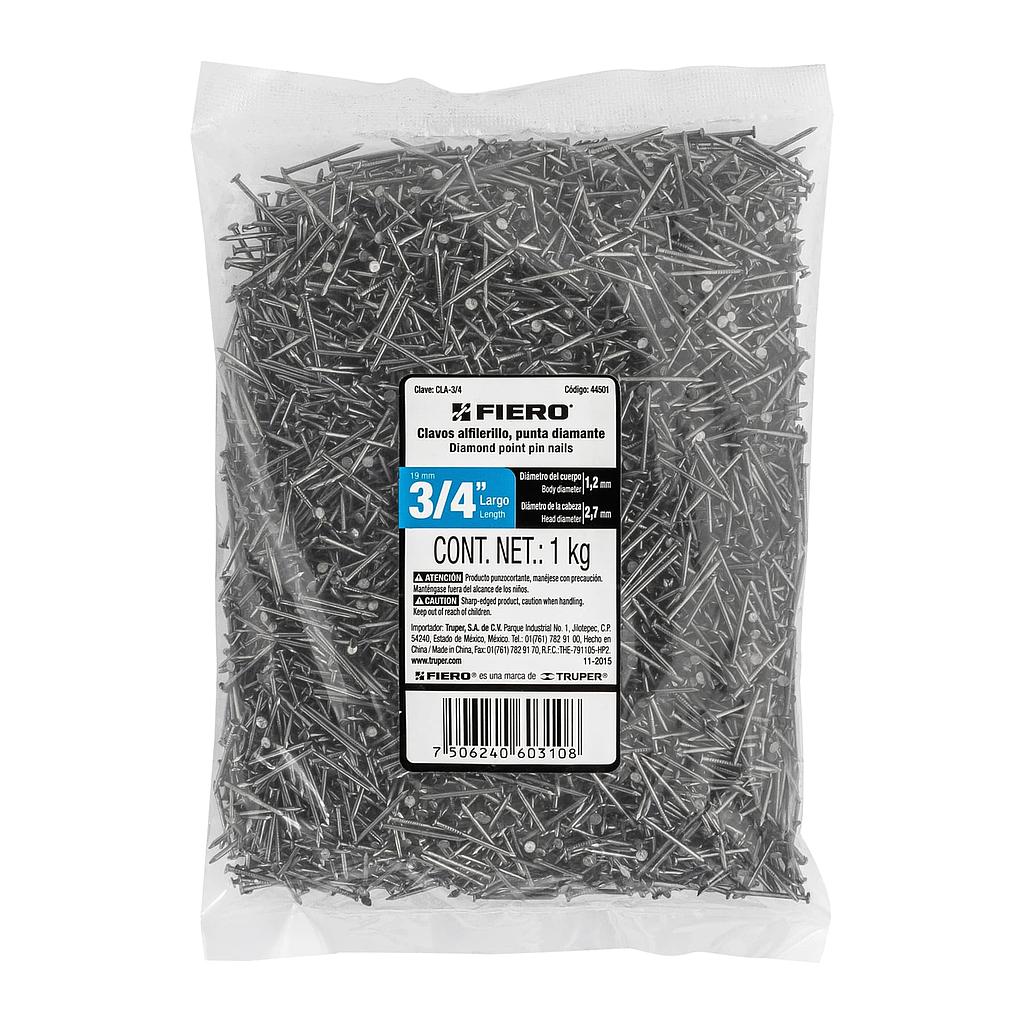 BOLSA CON 1 kg DE CLAVO ALFILERILLO DE 3/4" CON CABEZA FIERO