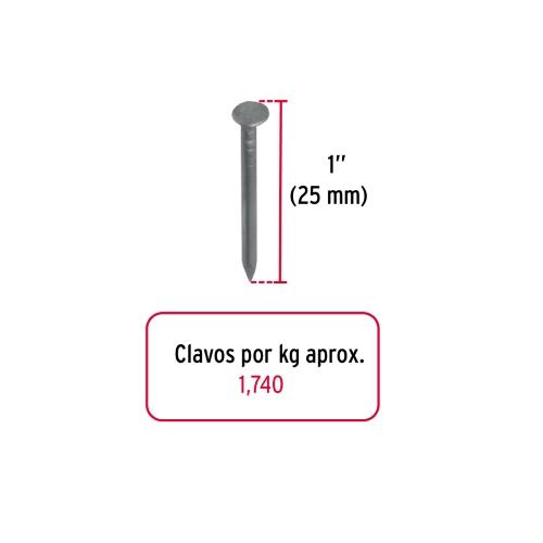 BOLSA CON 1 KG DE CLAVO ESTANDAR 1 Plg. CON CABEZA FIERO