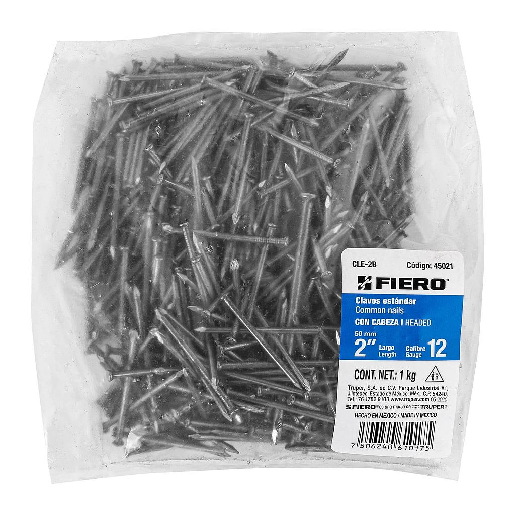 BOLSA CON 1 kg DE CLAVO ESTANDAR DE 2" CON CABEZA FIERO