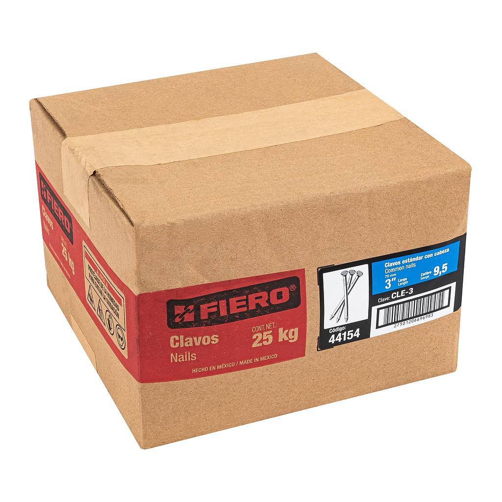 CLAVO ESTANDAR DE 3" CON CABEZA EN CAJA DE 25 kg FIERO