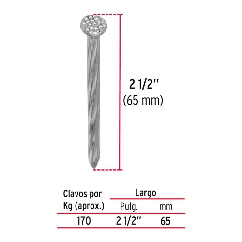 CLAVO GALVANIZADO P/CONCRETO 21/2 (25KG)FIERO