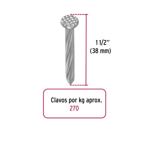 CLAVO P/CONCRETO 11/2 BOLSA 1KG GALVANIZADO