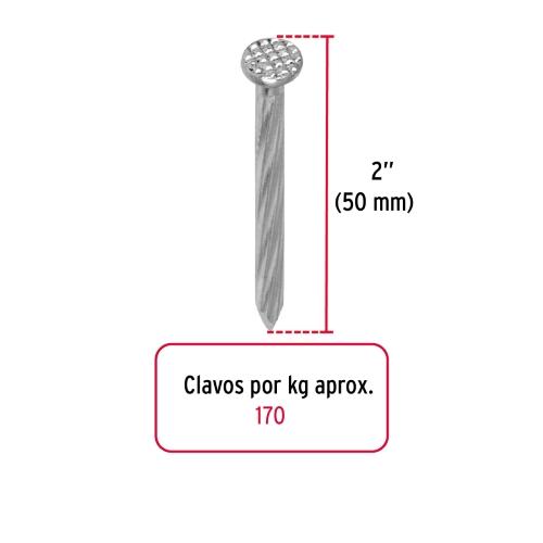 BOLSA CON 1 KG DE CLAVOS PARA CONCRETO GALVANIZADOS 2 Plg.