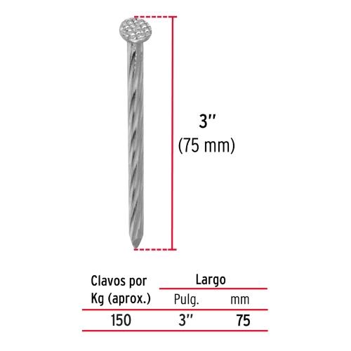 CLAVO P/CONCRETO 3 BOLSA 1KG GALVANIZADO