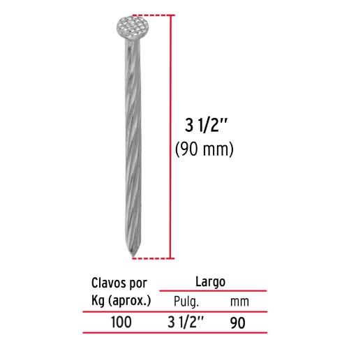CLAVO P/CONCRETO 31/2 BOLSA 1KG GALVANIZADO