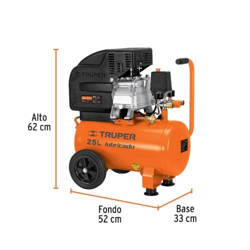 COMPRESOR LUBRICADO 25 L 3 HP HORIZONTAL 127 V TRUPER