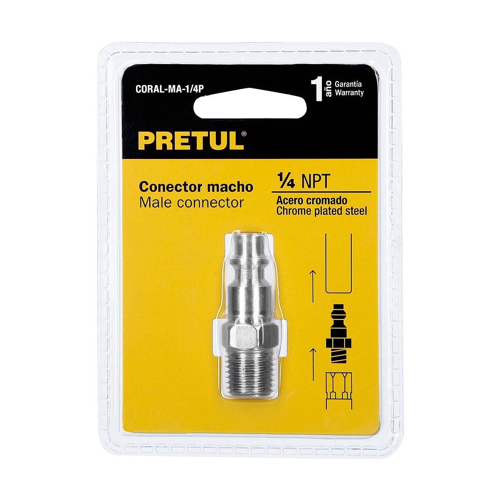 CONECTOR RÁPIDO DE ACERO  MACHO  CUERDA 1/4" NPT  PRETUL