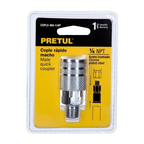 COPLE RÁPIDO DE ACERO  MACHO  CUERDA 1/4" NPT  PRETUL