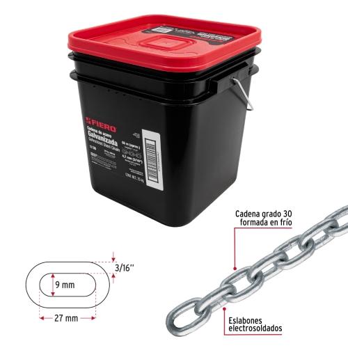 CUBETA CADENA GALVANIZADA 3/16 65M FIERO