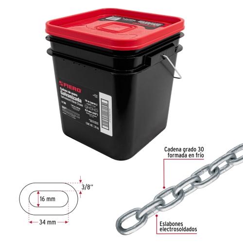 CUBETA CADENA GALVANIZADA 3/8 10M FIERO