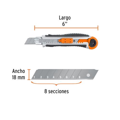 CUTTER 18 mm TRABAJO PESADO C/ALMA METALICA Y GRIP EXPERT