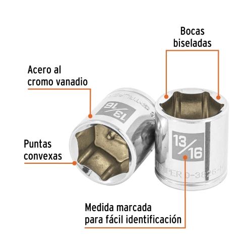 DADO 6 PUNTAS13/16 CUADRO STANDA3/8 TRU