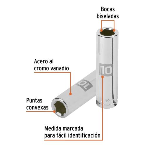 DADO LARGO 6 PUNTAS 1/2 CUADRO 3/8 TRUPE