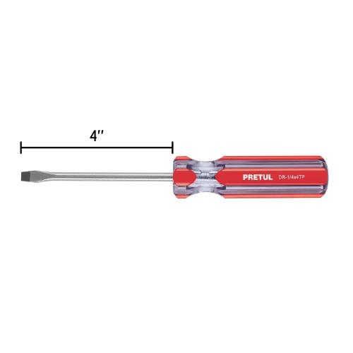 DESARMADOR PLANO 1/4 X 4" MANGO DE PVC  PRETUL