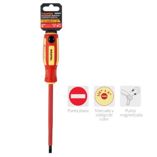 DESARMADOR PLANO 1/4X6 DIELECTRICO TRUPE