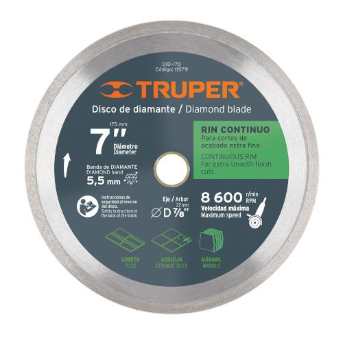 DISCO DE DIAMANTE DE 4" X 1.6 mm RIN CONTINUO TRUPER